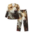 thumbnail image 1 of Picia Vintage Colorful Flower Puppy Pattern Men’s Long-Sleeve Sleepwear Set - Soft 2-Piece Loungewear with Pockets, Comfy PJs for Relaxing Nights-XX-Large, 1 of 7