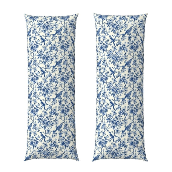 Picia Vintage Floral Birds Body Pillow Cover - Super Soft Microfiber 20x54 Body Pillow Case - Envelope Closure, Wrinkle, Stain Resistant Body Pillow Cover,Elegant Bedding