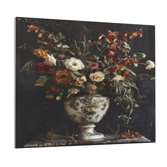 Picia Vintage Floral Vase A Pattern Decorative Picture – Unique Wall Art, Modern Canvas Print for Trendy Interiors (Horizontal)