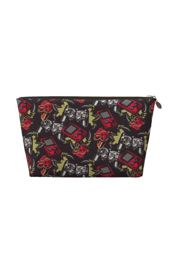 Vintage Gaming Printed Leather Travel Toiletry Bag,Cosmetic Organizer, Makeup Travel Bag, Durable Travel Pouch, Compact Toiletry Bag, Travel Accessories