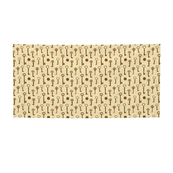 Picia Vintage Keys Pattern Party Banner, Festive Decoration, Holiday Banner, Celebration Decor, Event Banner, Reusable Party Banner-Small