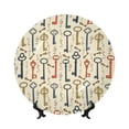 thumbnail image 1 of Picia Vintage Keys1 Pattern Bone China Decorative Plate – Wall Decor with Stand and Adhesive, Elegant Ornament for Living Room, Office, or Entryway-7in, 1 of 6