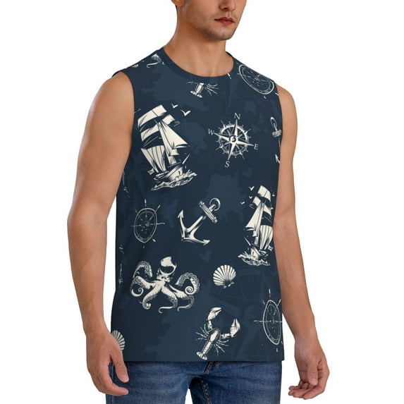 Picia Vintage Marine mens Cotton Tank Undershirts , Moisture-wicking Ribbed Tanks, Lightweight Cotton Tank Undershirts-Small