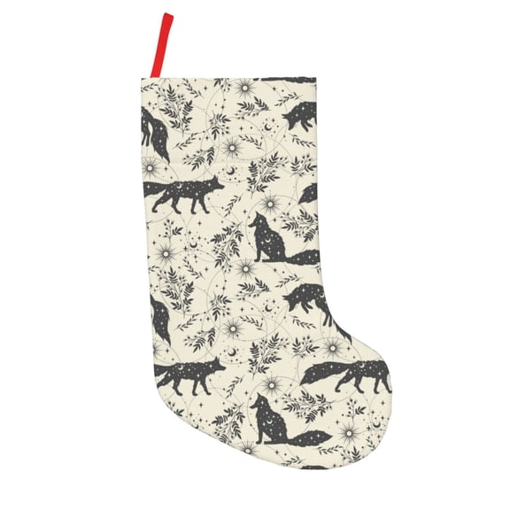 Picia Vintage Moon Fox for 18in Christmas Stockings, Xmas Stocking for Kids, Holiday and Family Stocking for Fireplace or Party Decoration