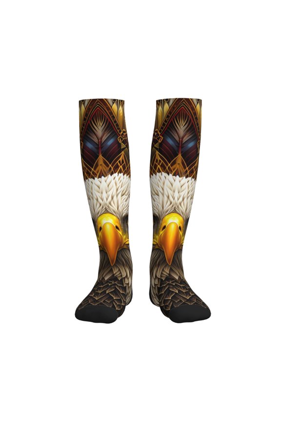 Vintage Pattern Bald Eagle Printed Sports Compression Socks - 15-20mmHg Graduated Compression, High-Performance Soft and Breathable Socks for Men and Women