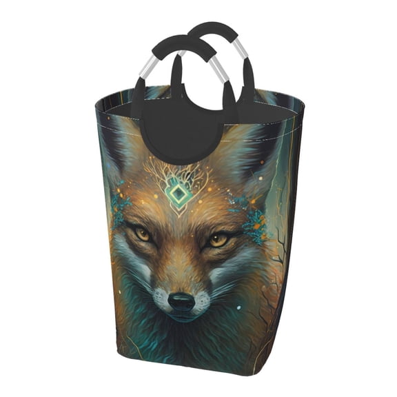 Picia Vintage Pattern Fox Laundry Basket With Handles Laundry Hamper Toys Storage Organizer Foldable Bucket Washing Bin Dirty Clothes Bag For Home Bathroom Bedroom Dorm