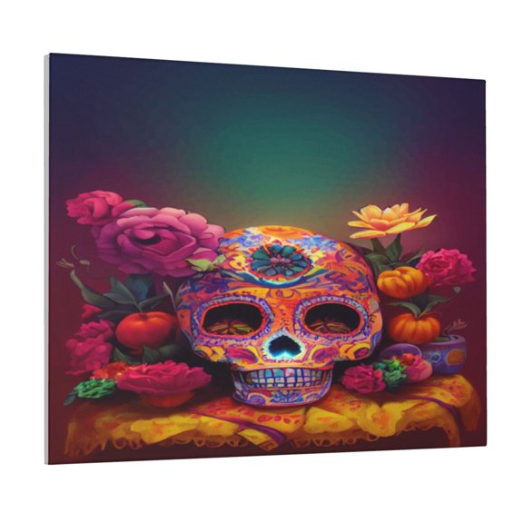 Picia Vintage Patterned Skull Pattern Decorative Picture – Unique Wall Art, Modern Canvas Print for Trendy Interiors (Horizontal)