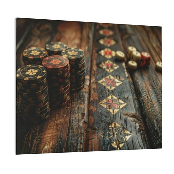 Picia Vintage Poker Chips Pattern Decorative Picture – Unique Wall Art, Modern Canvas Print for Trendy Interiors (Horizontal)