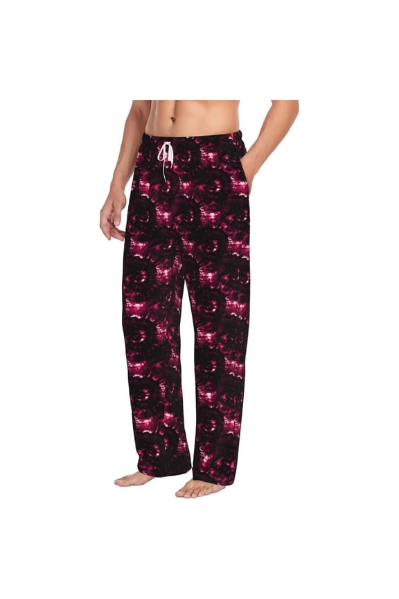 Vintage Psychedelic Mens Soft Woven Cotton Elastic Waistband Sleep Pajama Pant Lounge Sleep Pant With Pockets And Drawstring-Small