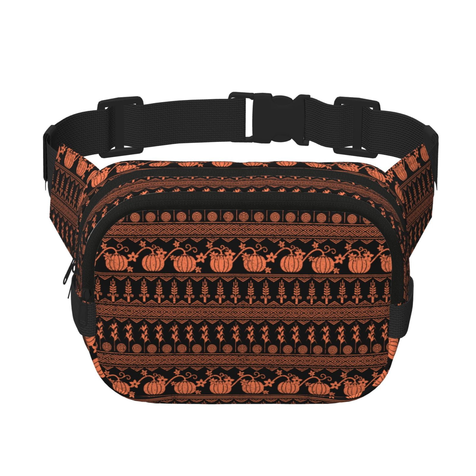 Picia Vintage Pumpkin Pattern Print Square Double-Layer Waist Bag Mini Adjustable Waist Belt Bag Exercise Running Travel Hiking