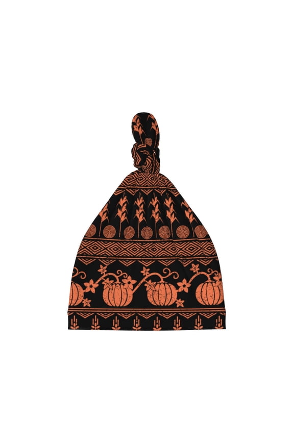 Vintage Pumpkin Pattern Printed Preemie Hats for Baby Girls Cotton Premature Knot Hats Newborn Hospital Cap Warm Knot Beanie Nicu for Preemie Girls and Boys