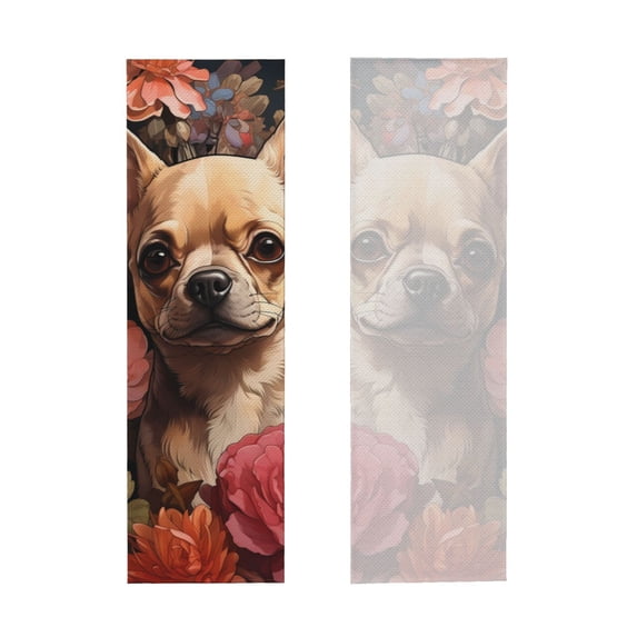 Picia Vintage Red Flower Chihuahua Pattern Cooling Towels (40"x12") Cool Towel, Cold Towel, Microfiber Soft Breathable Chilly Ice Towel