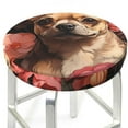 thumbnail image 1 of Picia Vintage Red Flower Chihuahua pattern Round Stool Covers Comfy Seat Covers Stretch Removable WashableChair Slipcover Round Bar Chair Cushion Cover-12 inch, 1 of 7