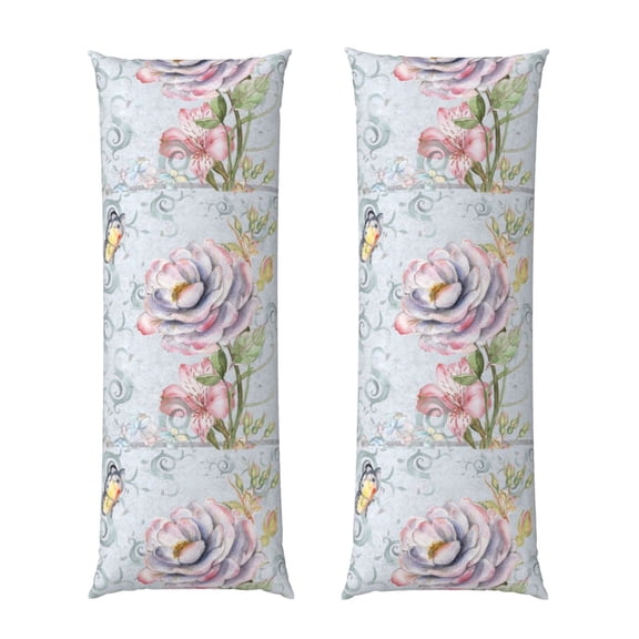 Picia Vintage Rose Body Pillow Cover - Super Soft Microfiber 20x54 Body Pillow Case - Envelope Closure, Wrinkle, Stain Resistant Body Pillow Cover,Elegant Bedding