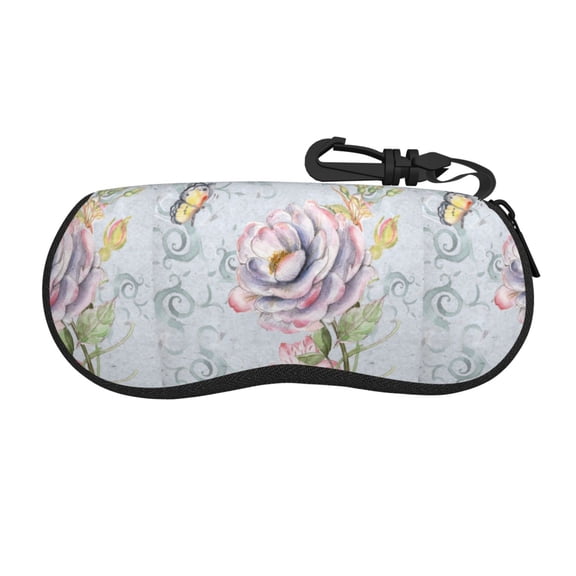 Picia Vintage Rose Print Sunglasses Case, Eyeglasses Case Protector Large Glasses Case, Key Lock Case Protective Glasses Holder Eyeglasses Cases
