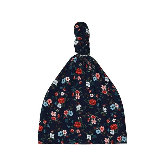 Picia Vintage Rose Printed Preemie Hats for Baby Girls Cotton Premature Knot Hats Newborn Hospital Cap Warm Knot Beanie Nicu for Preemie Girls and Boys
