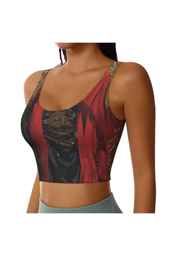 Vintage Rose Scepter Skull Sports Bra for Women,Padded Strappy Sports Bras Medium Support Yoga Bra with Removable Cups,Running Yoga Bra-XX-Large