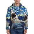 thumbnail image 1 of Picia Vintage Starry Sky Shark Pattern Casual Men's Hoodie - Lightweight Hooded Sweatshirt with Kangaroo Pocket, Comfortable Pullover for Everyday, Travel-X-Large, 1 of 7