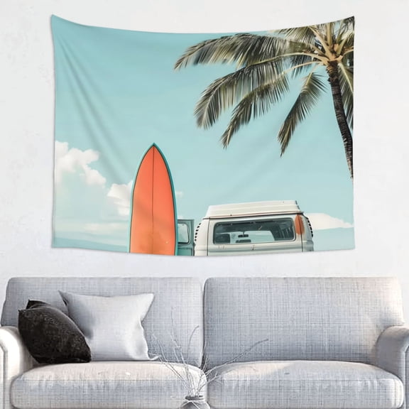 Picia Vintage Surf Van Beach Pattern Tapestry-Tapestries for Bedroom Living Room Dorm(29x37")