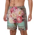 thumbnail image 1 of Picia Vintage Typewriter Floral pattern Mens Swim Trunks with Compression Liner Stretch Beach Shorts Quick Dry with Zipper Pockets No-Chafing Board Shorts-Large, 1 of 9