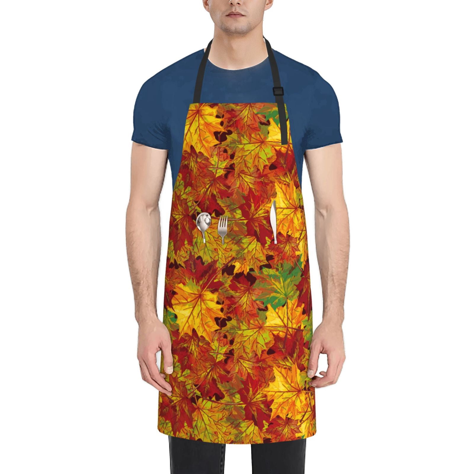 Picia Vintage maple leaf autumn Waterproof Apron for Unisex Adult - Adjustable Bib Apron with Pockets, Ideal for Cooking, Gardening, Painting, and Household Chores