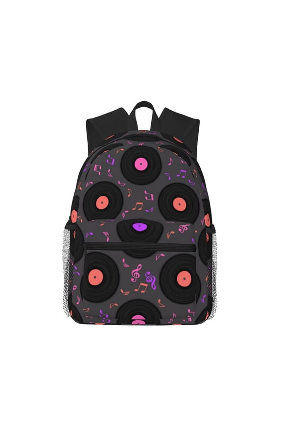 Vinyl Records Musical Notes Large Capacity Backpack Classic Style Backpack Casual Backpack Water-Resistant School Work Travel Outdoor Backpack
