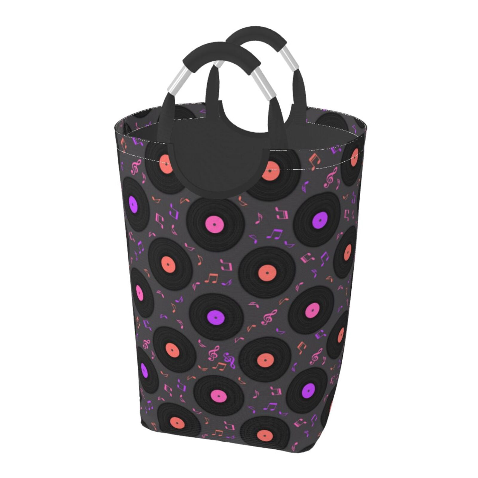 Picia Vinyl Records Musical Notes Laundry Basket With Handles Laundry ...