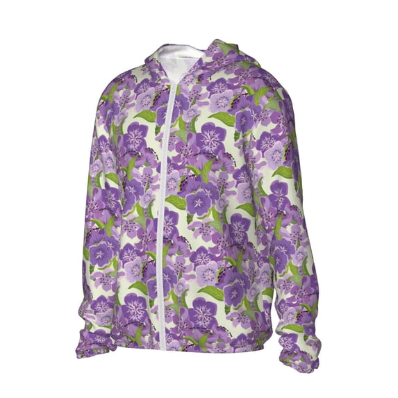 Picia Violets Flowers Women's Men's UPF 50+ Sun Protection Hoodie Shirt Long Sleeve SPF Fishing Outdoor UV Hiking Lightweight Shirts-Medium