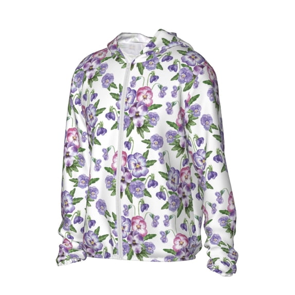 Picia Violets Flowers Women's Men's UPF 50+ Sun Protection Hoodie Shirt Long Sleeve SPF Fishing Outdoor UV Hiking Lightweight Shirts-X-Large