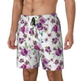 thumbnail image 1 of Picia Violets Flowers pattern Mens Swim Trunks with Compression Liner Stretch Beach Shorts Quick Dry with Zipper Pockets No-Chafing Board Shorts-X-Large, 1 of 9