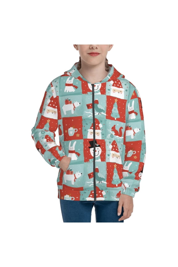 Warm Christmas Memories for Boys Fashion Full-zip Hoodies & Sweatshirts with Kangaroo Pocket,Zip-up Hooded Sweatshirt for Kid, Moisture Wicking & Breathable-Medium