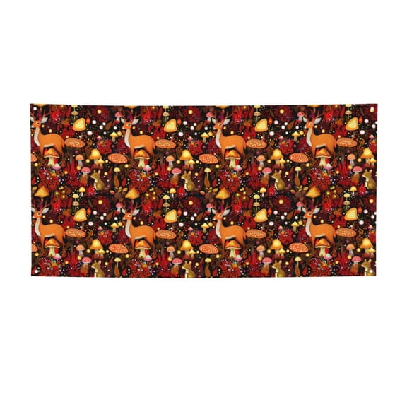 Picia Warm Forest Plants and Deer Pattern Party Banner, Festive Decoration, Holiday Banner, Celebration Decor, Event Banner, Reusable Party Banner-Small