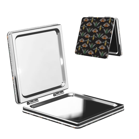 Picia Wasp Cockchafer Butterfly for Compact Vanity Mirror , Travel Makeup Mirror , Portable Magnifying Cosmetic Mirror for Daily, Work, Business-Square