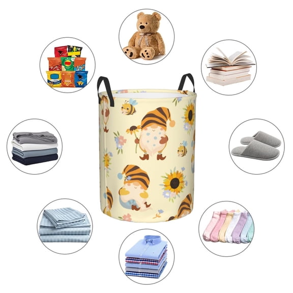 Picia Watercolor Bee Honey Honeycomb Bee Large Laundry Basket, Waterproof, Freestanding Laundry Hamper, Collapsible Tall Clothes Hamper with Extended Handles-Medium