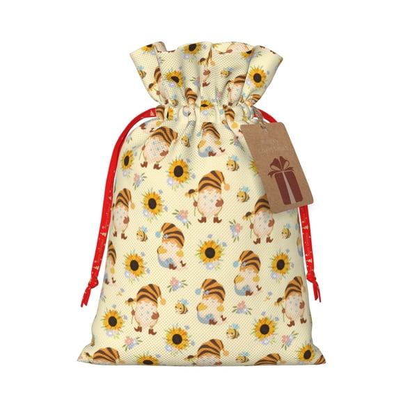 Picia Watercolor Bee Honey Honeycomb Bee Pattern Christmas Gift Bags, Xmas Gift Bags, Suitable for Holiday Kraft Paper Gift Bags, Reusable Christmas Gift Bags,Festive Gift Packaging Bag-Small