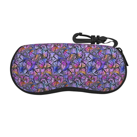 Picia Watercolor Butterflies Print Sunglasses Case, Eyeglasses Case Protector Large Glasses Case, Key Lock Case Protective Glasses Holder Eyeglasses Cases