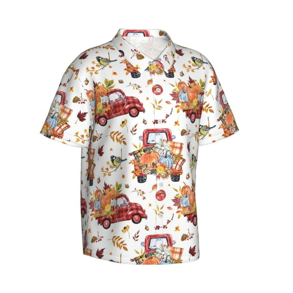 Picia Watercolor Fall Gentle Cotton Regular Fit Short Sleeve Casual Hawaiian Shirt for Men-Large