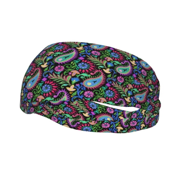 Picia Watercolor Floral Paisley Print Mens Running Headband,Mens Sweatband Sports Headband for Running,Cycling,Basketball,Yoga,Fitness Workout