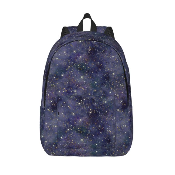 Picia Watercolor Indigo Printed Canvas Daypack - Stylish and Durable Vintage Compact Backpack - Class, Work, Travel, or Laptop Bookbag,Organized Compartments-Medium
