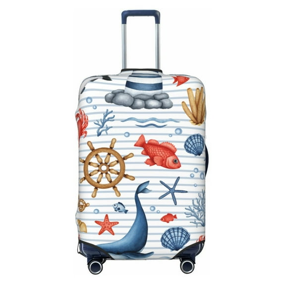 Picia Watercolor Nautical Luggage Protector Cover Thicken Suitcase Protector Cover Fit 18-32 Inch Luggage-Large