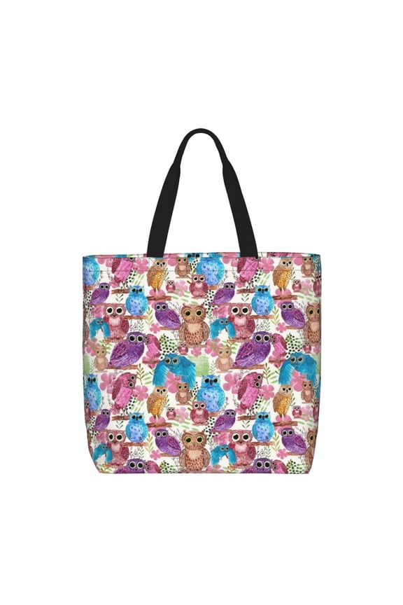 Watercolor Owl for Tote Bag for Women with Zipper, Gym Tote with Compartments, Laptop Work Tote Nurse Dance Yoga Bag for Sport, Travel