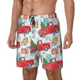 thumbnail image 1 of Picia Watercolor Red Truck And Fir Tree pattern Mens Swim Trunks with Compression Liner Stretch Beach Shorts Quick Dry with Zipper Pockets No-Chafing Board Shorts-3X-Large, 1 of 9