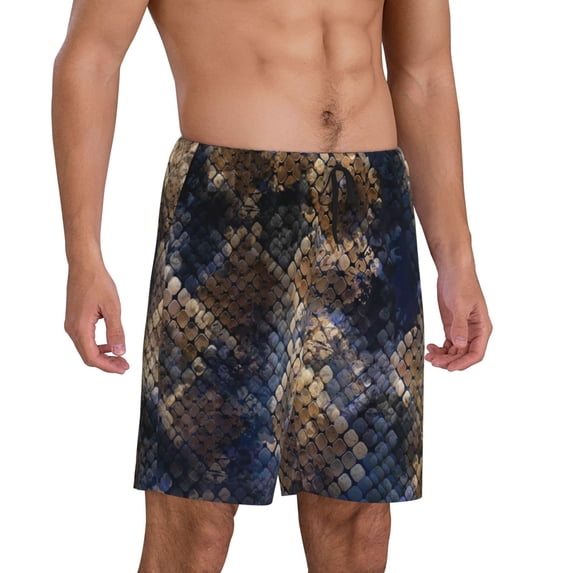 Picia Watercolor Snake Skin Pajama Shorts for Men, Men's Pajama Bottoms, Sleepwear,Short Pajama Pants-4X-Large