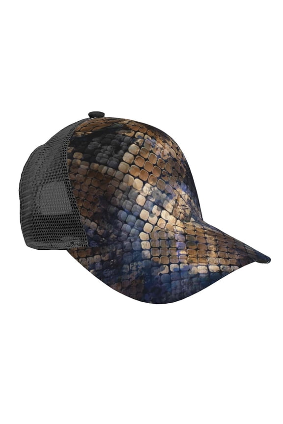 Watercolor Snake Skin Pattern Trucker Hat,Baseball Cap,Sun Protection Cap,Stylish Headwear,Leisure Cap,Outdoor Sports Cap