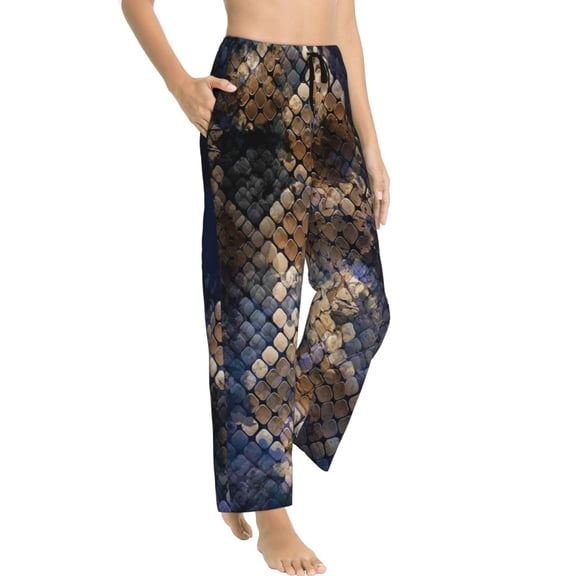 Picia Watercolor Snake Skin Womens Soft Woven Cotton Elastic Waistband Sleep Pajama Pant Lounge Sleep Pant With Pockets And Drawstring-Small