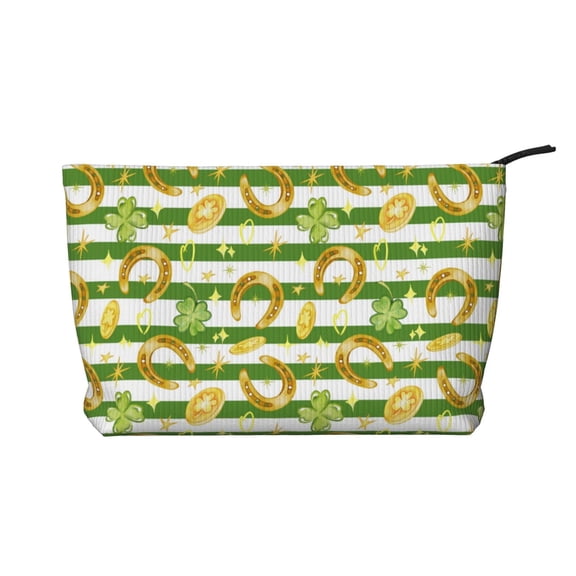Picia Watercolor St Patrick Day Printed Cosmetic Bags for Women Makeup Bag Large Capacity Purse Travel Toiletry Zipper Storage Pouch Make up Brushes Organizer for Gifts