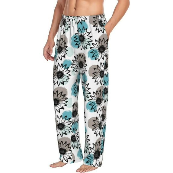 Picia Watercolor Sunflower Mens Soft Woven Cotton Elastic Waistband Sleep Pajama Pant Lounge Sleep Pant With Pockets And Drawstring-XX-Large