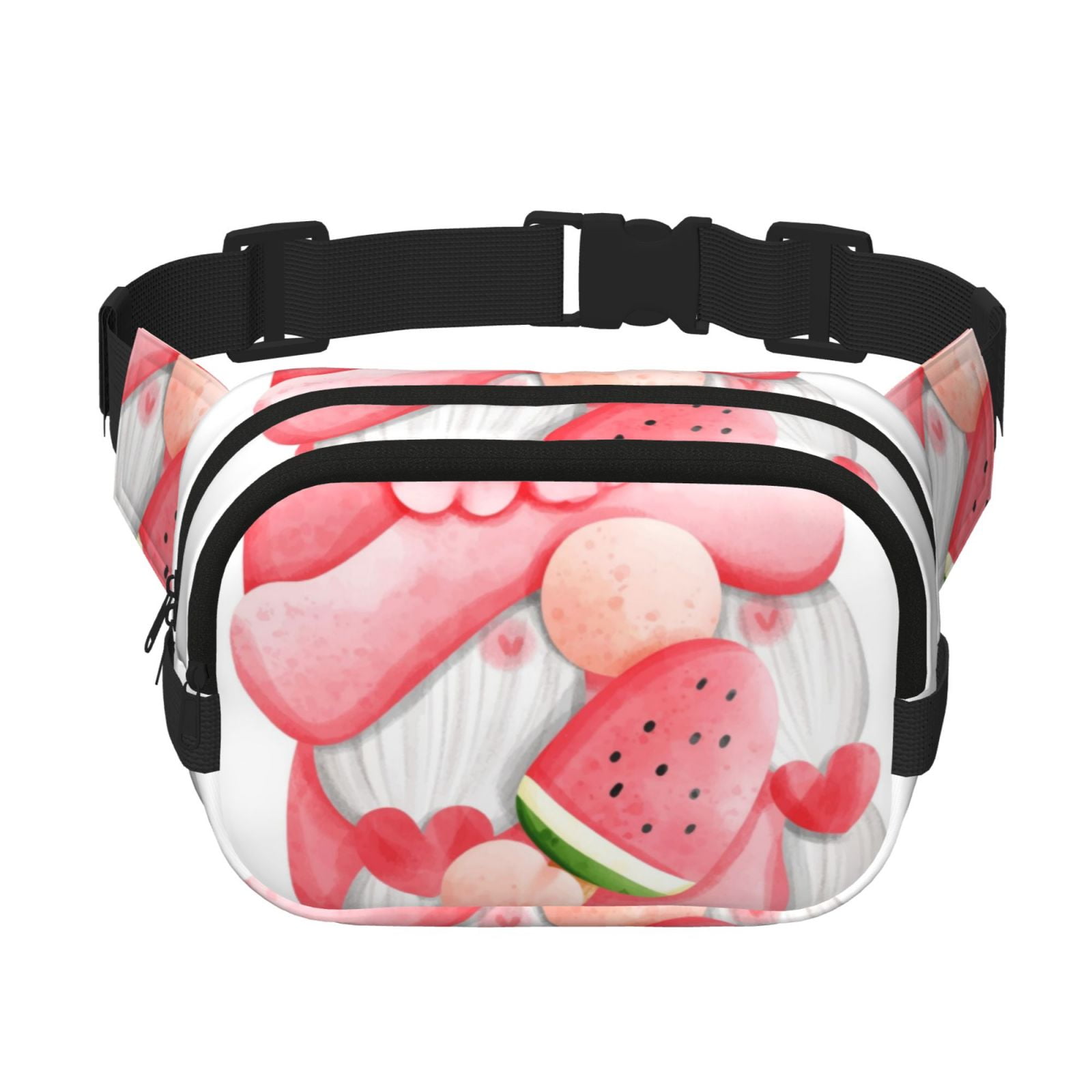 Picia Watercolor Tropical Gnomes Print Square Double-Layer Waist Bag Mini Adjustable Waist Belt Bag Exercise Running Travel Hiking