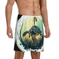 thumbnail image 1 of Picia Watercolor Turtle3 Pajama Shorts for Men, Men's Pajama Bottoms, Sleepwear,Short Pajama Pants-, 1 of 9