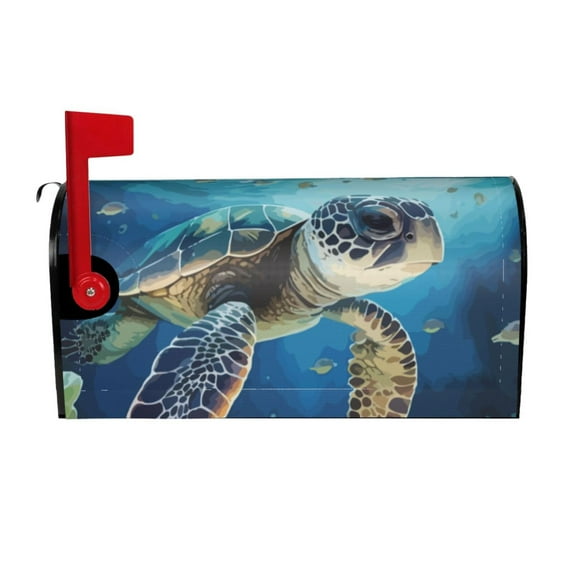 Picia Watercolor Turtle4 Magnetic Mailbox Cover Standard Size-25.5x21 in